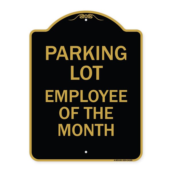 Designer Series Sign-Employee of Month, Black & Gold Aluminum Sign, 18" x 24", BG-1824-24105